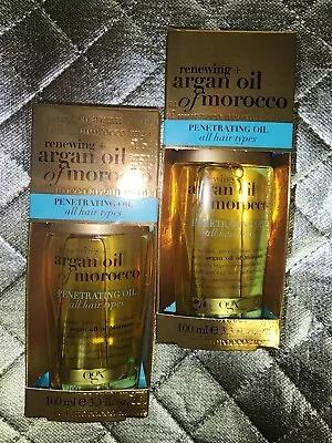 (2)OGX Renewing +Argan Oil Morocco Moisturizing Penetrating Hair Oil Treatment🔥 • $18.98