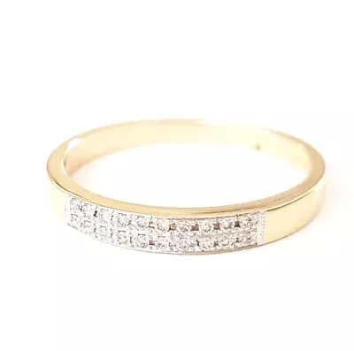 Solid 9ct Gold Double Row Of Diamonds Ring Band Stacker. Size O 1/2. 375. 9K.  • $229