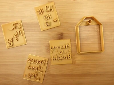 $5.86 • Buy Tag Gift Christmas Theme Cookie Stamp Gold Xmas Fondant Embosser