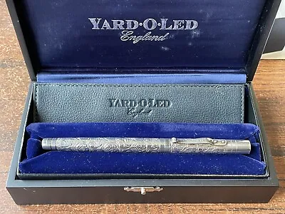 Silver Yard O Led Viceroy Fountain Pen. 18k Gold Nib Converter Cases & Receipt • £595