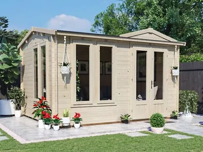 Log Cabin Summer House Garden Office Building Outdoor Room GhostFlower 4m X 3m • £3074.99