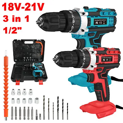 3 In 1 21V Cordless Drill Driver Electric Screwdriver 2 Speed + 26PCS For Makita • £18.99