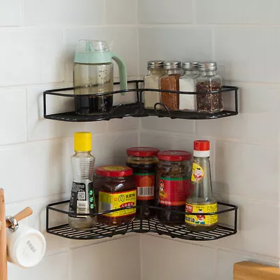 £10.98 • Buy 2X Large Floating Wall Shelves Corner Shelf Storage Unit Metal Display Anti-Drop