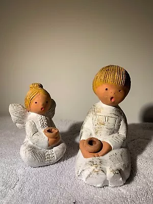 Vintage Jullar Singing Angel Terracotta Pottery Figurine Made In Spain Caroling • $15