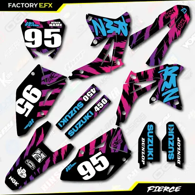 Retro Black Fierce Graphics Decal Kit Fits Suzuki RMZ450 08-17 RMZ 450  • $69.99