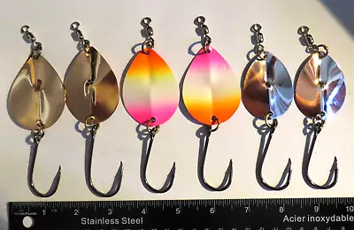 6 Vintage P1A 50/50 - Brass - Rainbow / Northwest Salmon Trolling Spoons - PALCO • $9.99