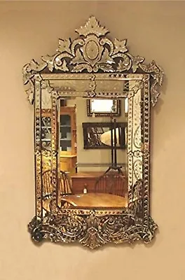 Venetian Mirror Wall Glass Frameless Clear Crown Vanity Style Vintage Home Deco • $1499