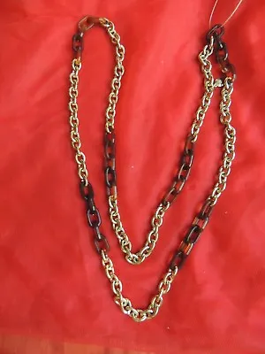 J.CREW Gold Tone Brown Plastic Link Chain Necklace  • $19.99