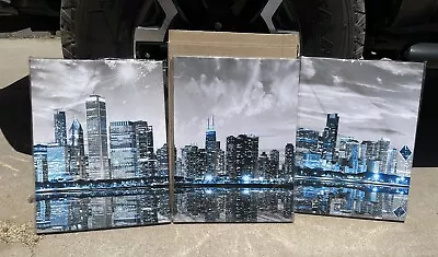 3 Piece Canvas Wall Art Modern City Scene Wall Decor - Downtown Chicago Scene • $23