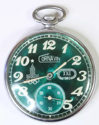 Molnija CORNAVIN 1980 Olympic USSR Russian Mechanical Pocket Watch W230 • $69.99