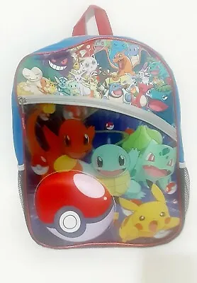 $19.99 • Buy Pokemon Large 16  Backpack School Travel Pikachu Book Bag New Pokeball 