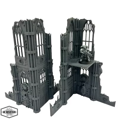 Two Large Gothic Ruined Towers Scenery Scatter Terrain For 28mm Tabletop Wargame • £16.99