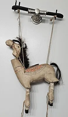 Vintage Carved & Hand Painted Wood Horse Marionette Puppet • $36.99