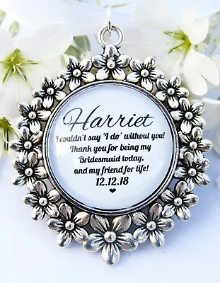 £6.79 • Buy Bridesmaid Bouquet Charm Thank You Friend Quote Flowers Charm Wedding Gift