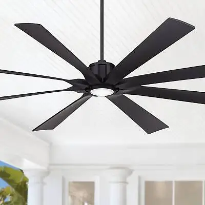 80  Defender Rustic Indoor Outdoor Ceiling Fan With LED Light Remote Matte Black • $499.99