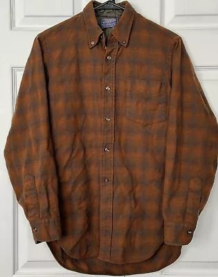 Vintage Pendleton Shirt Mens Small Brown Orange Flannel Button Up Plaid • $25