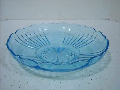 Blue Mayfair Open Rose Depression Glass 11 5/8  Fruit Compote Anchor Hocking • $145