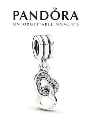 £5 • Buy PANDORA Sterling Silver Interlocking Hearts Pendant Charm - 791242CZ