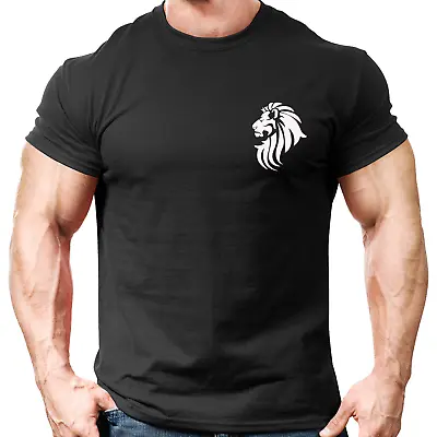 Lion Head Gym T-Shirt Mens Gym Clothing | Workout Training Vest Bodybuilding Top • £8.99