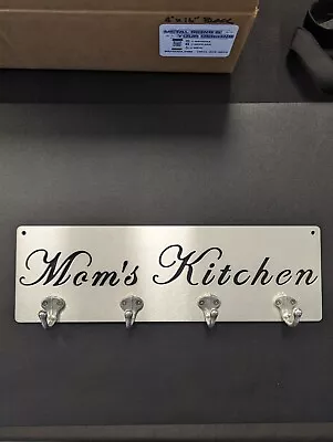 Hook Rack Wall Mounted Brushed Aluminum - Mom's Kitchen • $24.98