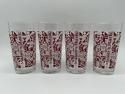 4 Makers Mark Bourbon Glasses Tumbler Rare Red & White Jockey Silks Libby • $50