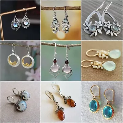 Elegant 925 Silver Moonstone Jewelry Women Drop Dangle Earrings Wedding Gifts • $2.74