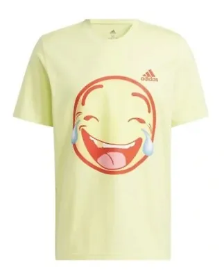 Mens Adidas Emoji BM Tee 6 Big Mood Lime Yellow T-Shirt Tee / HL0114 / ALL SIZES • $13.99