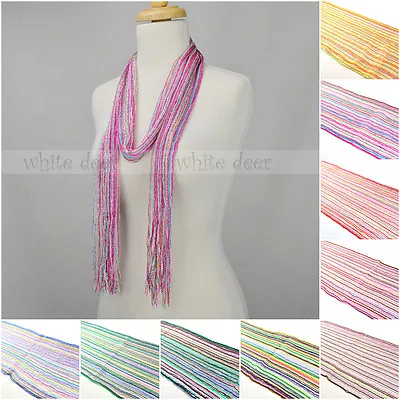 12 PCs Wholesale Women Crochet Bling Shine Thread Multi Color Knitted Scarf Belt • $19.55