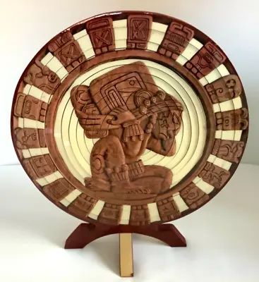 $279.99 • Buy Rare 3D Wooden Hand-carved Sacred Mayan Calendar Wheel/Long Count Made In Mexico