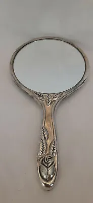 Vintage Godinger Vanity Dresser Silver Hand Mirror With Roses Very Nice! • $19.95