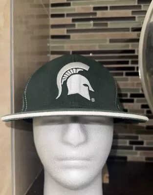 Michigan State Spartans Green Cap Flat Brim Snapback Hat Signature • $10