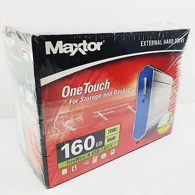 Maxtor One Touch External Hard Drive 160GB 7200RPM FireWire USB CompUSA NOS • $72.95