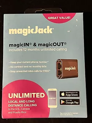 MagicJack - HOME VoIP Telephone Adapter With 12 Months Of Service - Black • $48.99