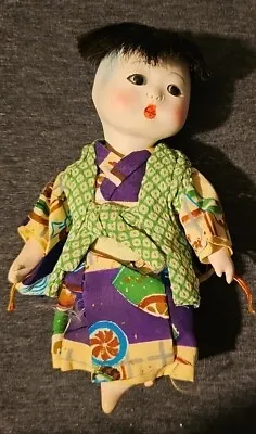 Vintage 5  Gofin-composition Oriental Baby In Kimono - Glass Eyes  • $19.99