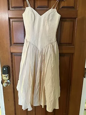 TD4 By Eletra Drop Waist Prom Dress Vintage Champagne Pink 80s Size Small • $39