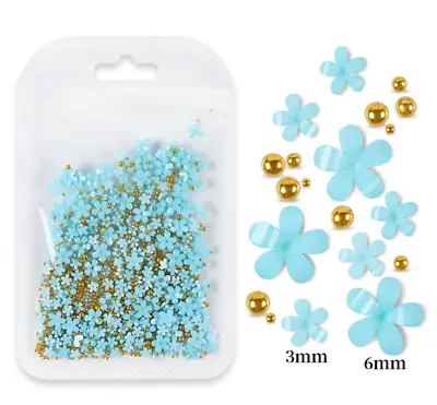 3D Acrylic 3/6mm Flower Nail Art Case Décor Pearl Ball Manicure Charms 250Pcs • $3.49