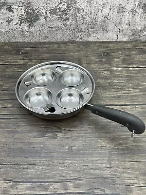 Vintage Pre-1968 Revere Ware Copper Bottom 8  Frying Pan 4 Egg Poacher Skillet • $119.55