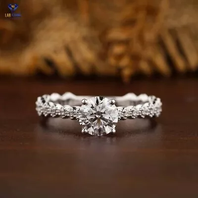 2CTW Round Cut DEF Moissanite Wedding Engagement Ring 14k White Gold Plated • $125.20
