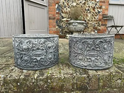 Pair Antique 18th Century Lead Garden Planters. • £950