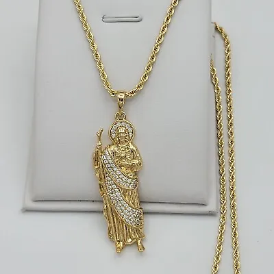 14K Gold Plated Saint Jude Pendant & Rope Chain Medalla San Judas Oro Laminado • $20