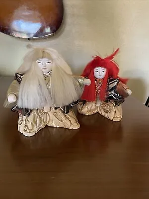 Vintage Doll Japanese Kabuki Renjishi Lion Dancers Red White Hair • $133