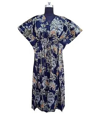 Indian Cotton Black Giraffe Print Kaftan Dress Women's Clothing Kaftan Dress AU • $33.75