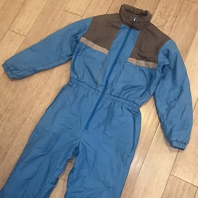 Vtg 70s 80s Ski Suit One Piece Snowsuit Apres  Retro Snow Bib Blue Mens SMALL • $99.99