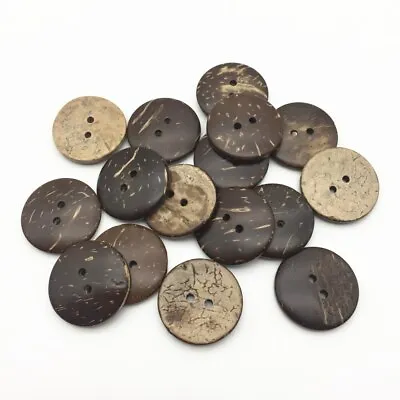 Pkg Of 10 BROWN 2-hole Coconut Shell Buttons 1  (25mm) Scrapbook Craft (1079) • $4.85