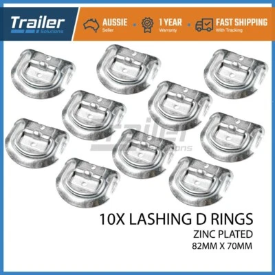 10x Lashing D Ring Zinc Plated Tie Down Points Anchor Ute Trailer 82 X 70mm • $25.99