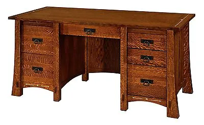 Amish Mission Craftsman Computer Desk Morgan Solid Wood Office Furniture 65  • $3799