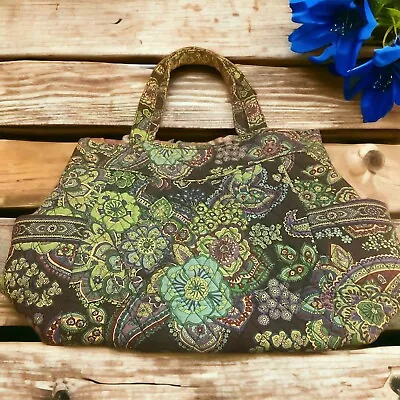 Vera Bradley Blue Rhapsody Large Zippered Tote Side Pockets Retired Print • $22.99