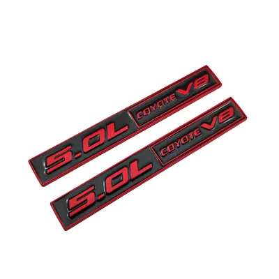 $11.99 • Buy 2x Car Emblem Red & Black 5.0L COYOTE V8 Logo Badge Fender Racing Metal Sticker