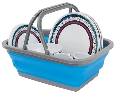 Caravan Camping Portable Collapsible Silicone Washing Up Bowl Bucket With Handle • £12.99