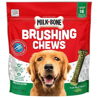 Milk-Bone Brushing Chews Dental Dog Treats Large 24.2 Oz. Bag18 Bones Per Bag • $13.48